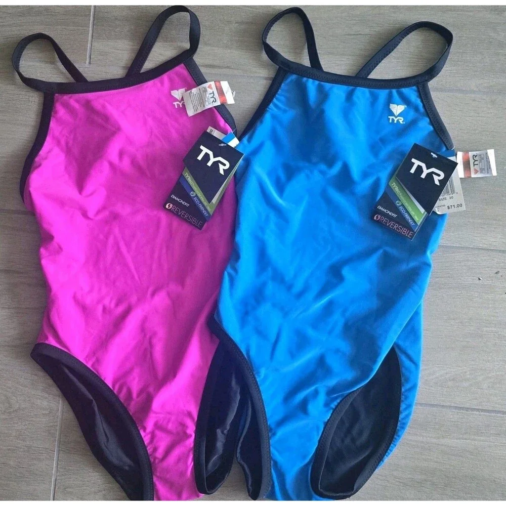 TYR Swimsuit Women's Hydra Span Reversible Diamondfit Bundle Of 2 Size 30 New